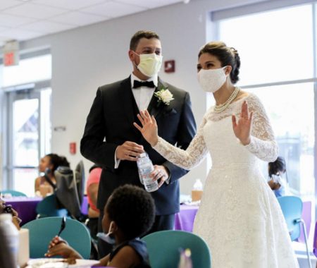 Bride and Groom Donate Food to Shelter for Women and Children in Need